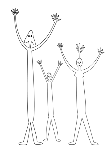 Aboriginal Painting Of Family Coloring Page